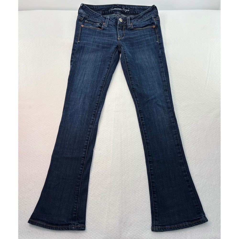 American Eagle Outfitters Sequin Back Pocket Dark Wash Stretch Flare Jeans Sz 2